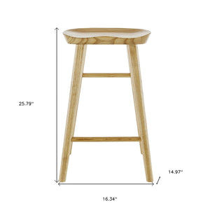 Homeroots 26" Natural Manufactured Wood Backless Counter Height Bar Chair   400618