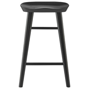 HomeRoots 25" Modern Black Solid Wood Backless Counter Stool - Sleek Design for Stylish Kitchen & Bar Spaces 400619