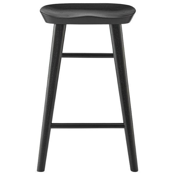 HomeRoots 25" Modern Black Solid Wood Backless Counter Stool - Sleek Design for Stylish Kitchen & Bar Spaces 400619