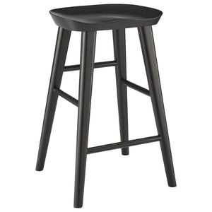 HomeRoots 25" Modern Black Solid Wood Backless Counter Stool - Sleek Design for Stylish Kitchen & Bar Spaces 400619