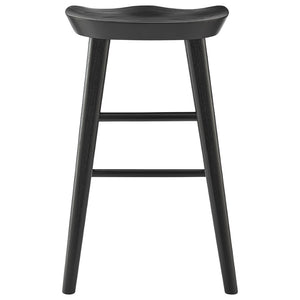 HomeRoots 25" Modern Black Solid Wood Backless Counter Stool - Sleek Design for Stylish Kitchen & Bar Spaces 400619