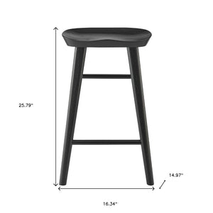 HomeRoots 25" Modern Black Solid Wood Backless Counter Stool - Sleek Design for Stylish Kitchen & Bar Spaces 400619