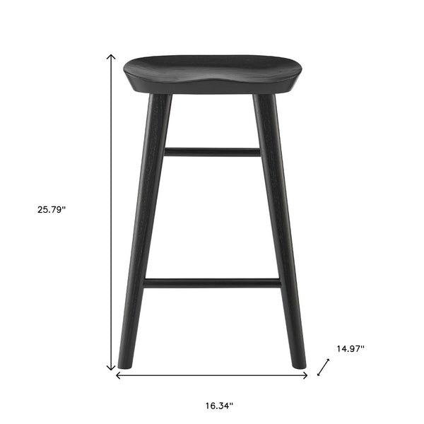HomeRoots 25" Modern Black Solid Wood Backless Counter Stool - Sleek Design for Stylish Kitchen & Bar Spaces 400619