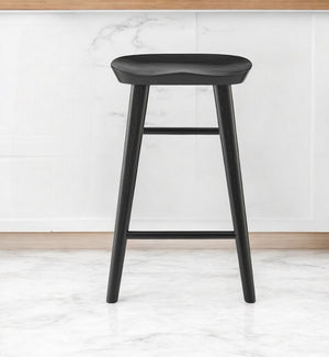 HomeRoots 25" Modern Black Solid Wood Backless Counter Stool - Sleek Design for Stylish Kitchen & Bar Spaces 400619