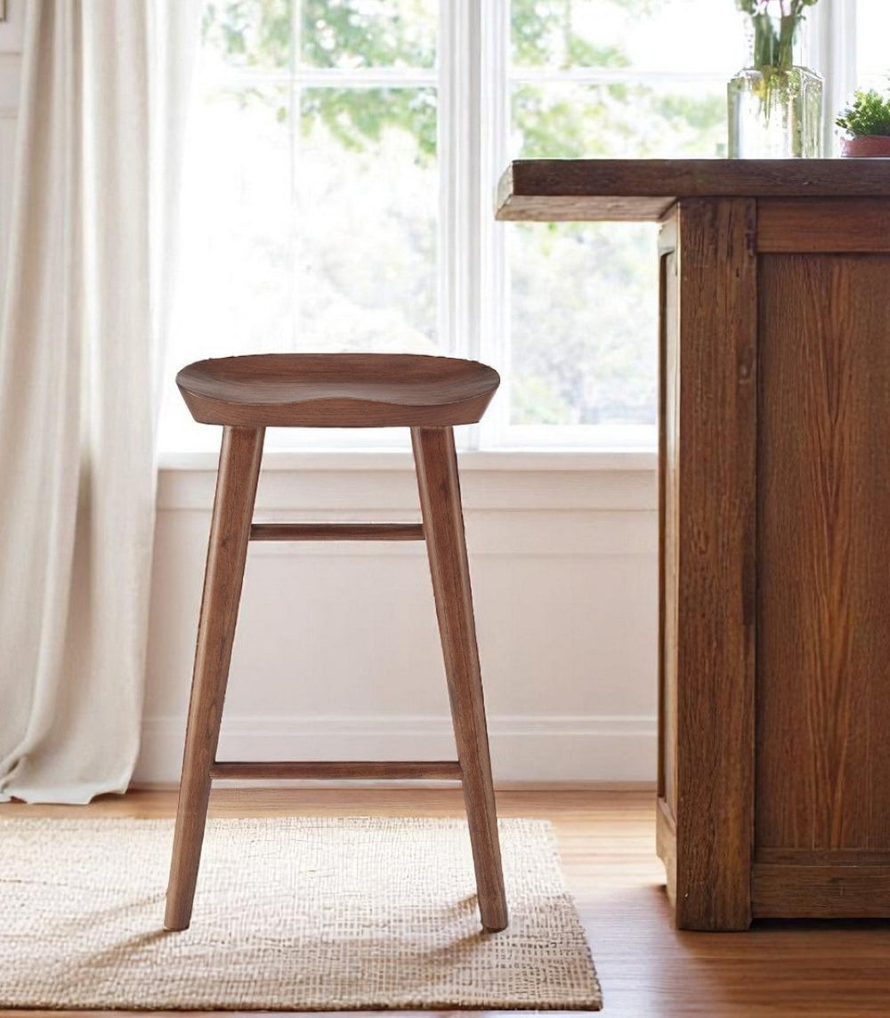 HomeRoots 25" Stylish Brown Backless Counter Height Bar Stool with Ergonomic Seat for Kitchen & Dining Use 400620