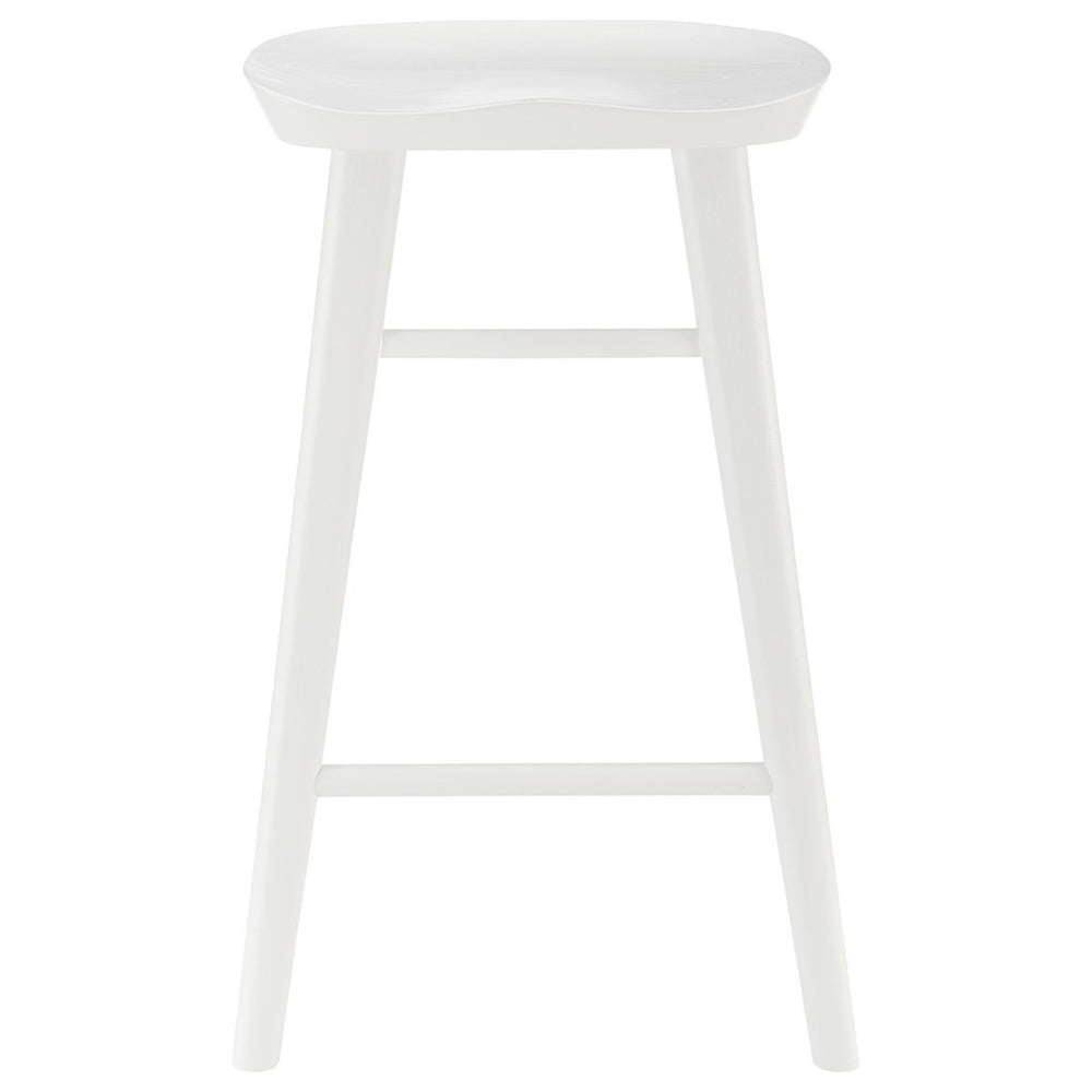 HomeRoots 25" White Solid Wood Backless Bar Chair – Modern Minimalist Design for Kitchen or Home Bar Comfort 400621