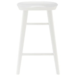 HomeRoots 25" White Solid Wood Backless Bar Chair – Modern Minimalist Design for Kitchen or Home Bar Comfort 400621