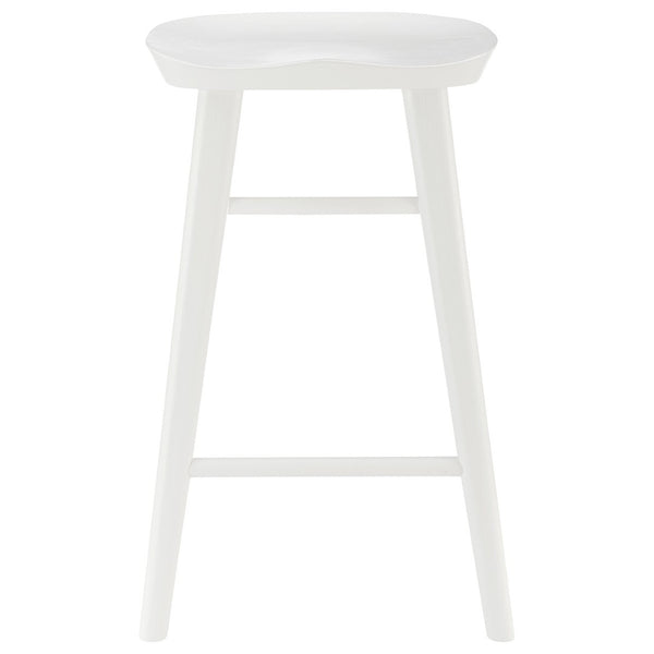 HomeRoots 25" White Solid Wood Backless Bar Chair – Modern Minimalist Design for Kitchen or Home Bar Comfort 400621