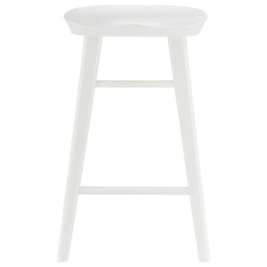 HomeRoots 25" White Solid Wood Backless Bar Chair – Modern Minimalist Design for Kitchen or Home Bar Comfort 400621