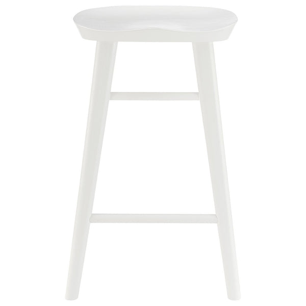 HomeRoots 25" White Solid Wood Backless Bar Chair – Modern Minimalist Design for Kitchen or Home Bar Comfort 400621