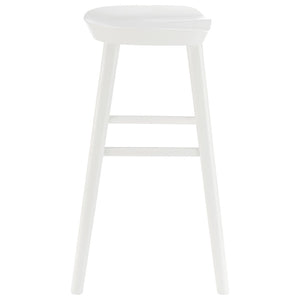 HomeRoots 25" White Solid Wood Backless Bar Chair – Modern Minimalist Design for Kitchen or Home Bar Comfort 400621