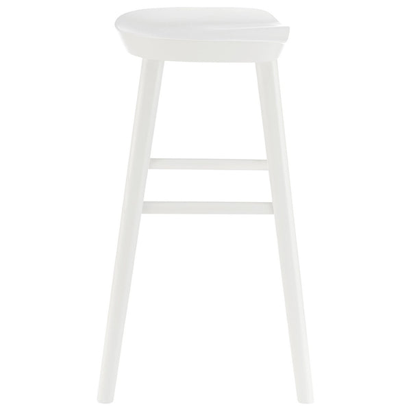 HomeRoots 25" White Solid Wood Backless Bar Chair – Modern Minimalist Design for Kitchen or Home Bar Comfort 400621