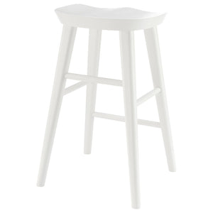 HomeRoots 25" White Solid Wood Backless Bar Chair – Modern Minimalist Design for Kitchen or Home Bar Comfort 400621