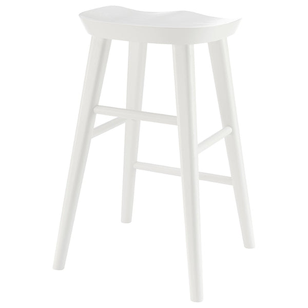 HomeRoots 25" White Solid Wood Backless Bar Chair – Modern Minimalist Design for Kitchen or Home Bar Comfort 400621