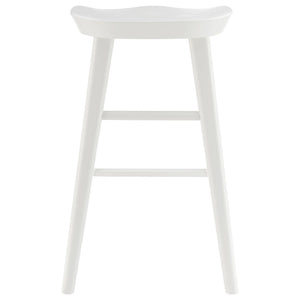 HomeRoots 25" White Solid Wood Backless Bar Chair – Modern Minimalist Design for Kitchen or Home Bar Comfort 400621