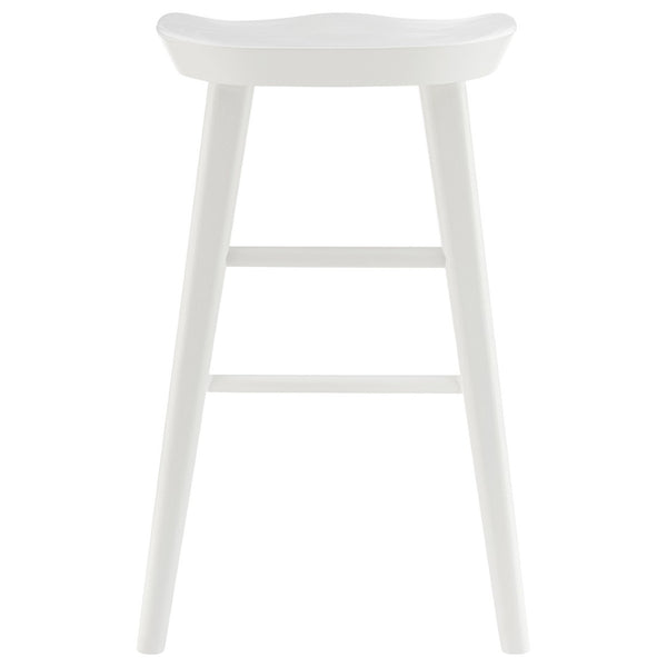 HomeRoots 25" White Solid Wood Backless Bar Chair – Modern Minimalist Design for Kitchen or Home Bar Comfort 400621
