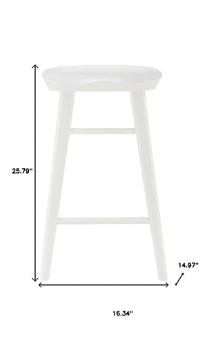 HomeRoots 25" White Solid Wood Backless Bar Chair – Modern Minimalist Design for Kitchen or Home Bar Comfort 400621