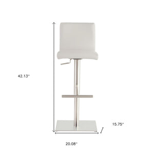 Homeroots 32" White And Silver Steel Swivel Low Back Bar Height Bar Chair   400627