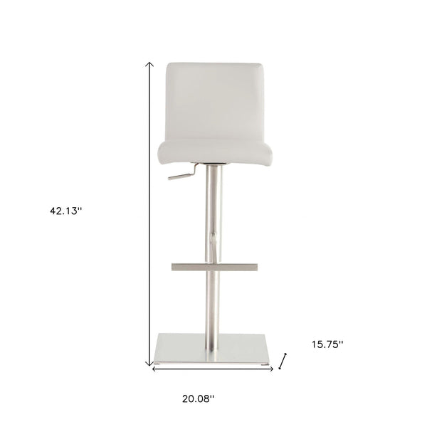 Homeroots 32" White And Silver Steel Swivel Low Back Bar Height Bar Chair   400627