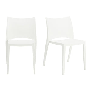 Homeroots Set Of Two White Heavy Duty Plastic Dining Side Chairs  Plastic 400640
