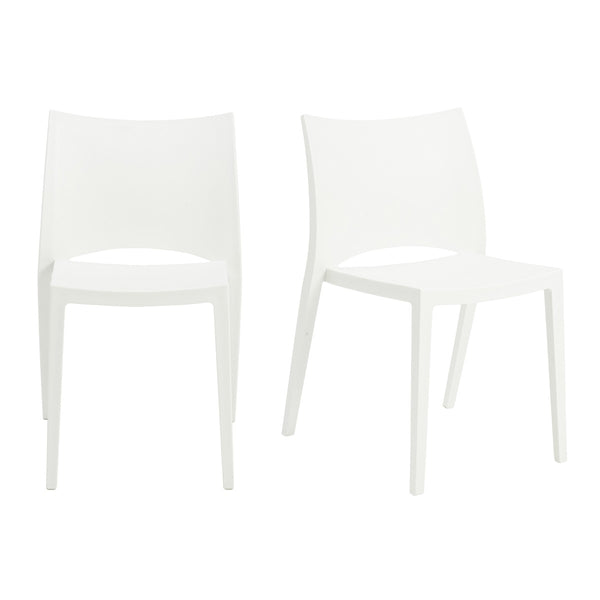 Homeroots Set Of Two White Heavy Duty Plastic Dining Side Chairs  Plastic 400640