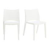 Homeroots Set Of Two White Heavy Duty Plastic Dining Side Chairs  Plastic 400640