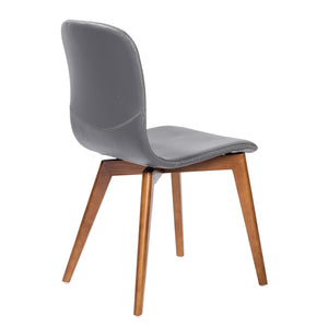 Homeroots Set Of Two Gray Faux Leather And Walnut Dining Or Side Chairs   400645