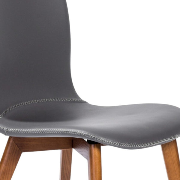 HomeRoots Set of Two Stylish Gray and Brown Faux Leather Dining Chairs for Modern Home Decor and Comfort 400645