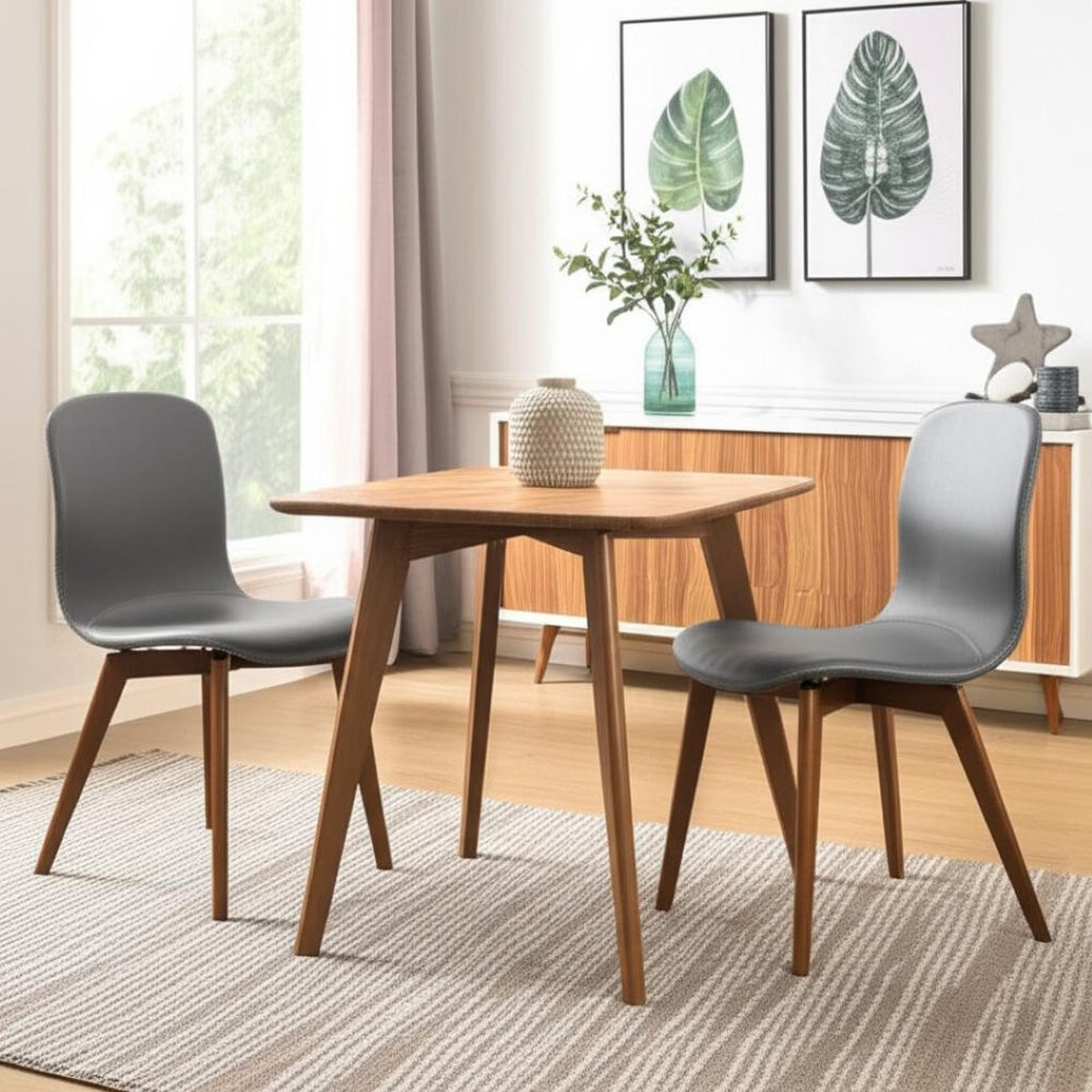 HomeRoots Set of Two Stylish Gray and Brown Faux Leather Dining Chairs for Modern Home Decor and Comfort 400645