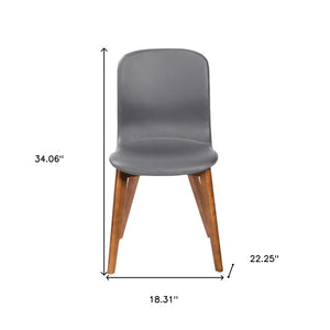 HomeRoots Set of Two Stylish Gray and Brown Faux Leather Dining Chairs for Modern Home Decor and Comfort 400645