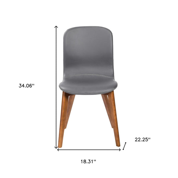 HomeRoots Set of Two Stylish Gray and Brown Faux Leather Dining Chairs for Modern Home Decor and Comfort 400645
