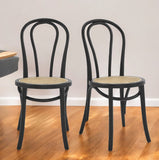 Homeroots Set Of Two Brown And Black Wood Curved Back Dining Side Chairs  Wood 400646