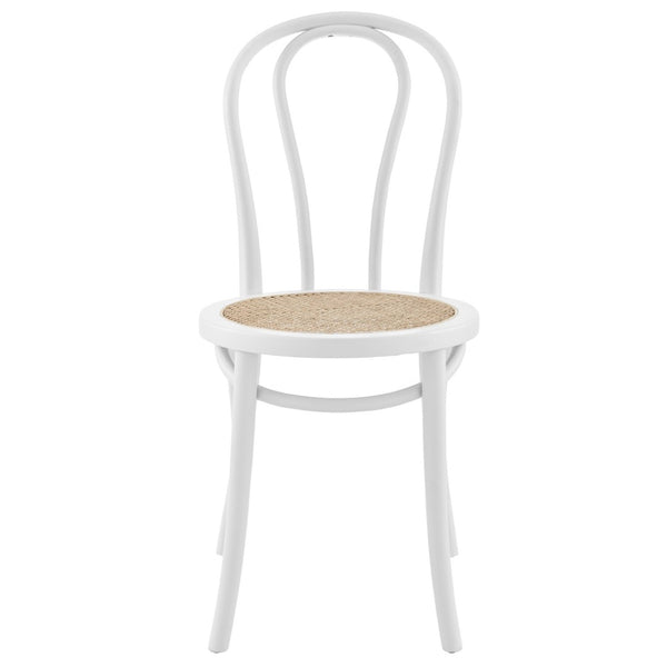 HomeRoots Set of Two Vintage-Style White Cane Dining Chairs for Timeless Charm & Comfort in Any Space 400647