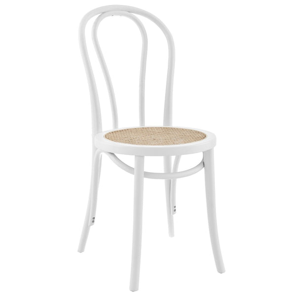 HomeRoots Set of Two Vintage-Style White Cane Dining Chairs for Timeless Charm & Comfort in Any Space 400647