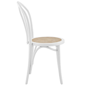 HomeRoots Set of Two Vintage-Style White Cane Dining Chairs for Timeless Charm & Comfort in Any Space 400647