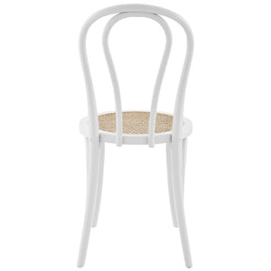 HomeRoots Set of Two Vintage-Style White Cane Dining Chairs for Timeless Charm & Comfort in Any Space 400647