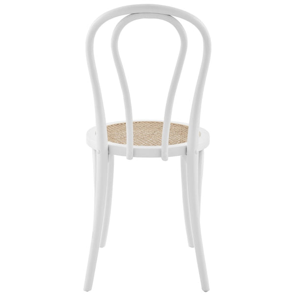 HomeRoots Set of Two Vintage-Style White Cane Dining Chairs for Timeless Charm & Comfort in Any Space 400647