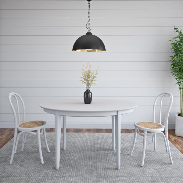 HomeRoots Set of Two Vintage-Style White Cane Dining Chairs for Timeless Charm & Comfort in Any Space 400647