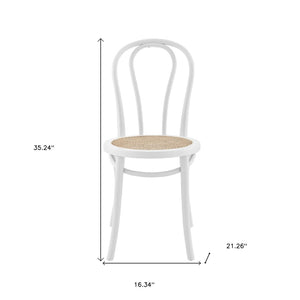 HomeRoots Set of Two Vintage-Style White Cane Dining Chairs for Timeless Charm & Comfort in Any Space 400647