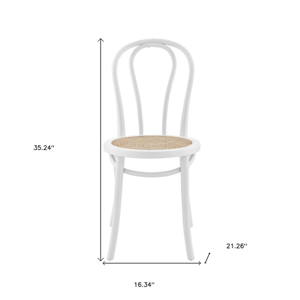 HomeRoots Set of Two Vintage-Style White Cane Dining Chairs for Timeless Charm & Comfort in Any Space 400647