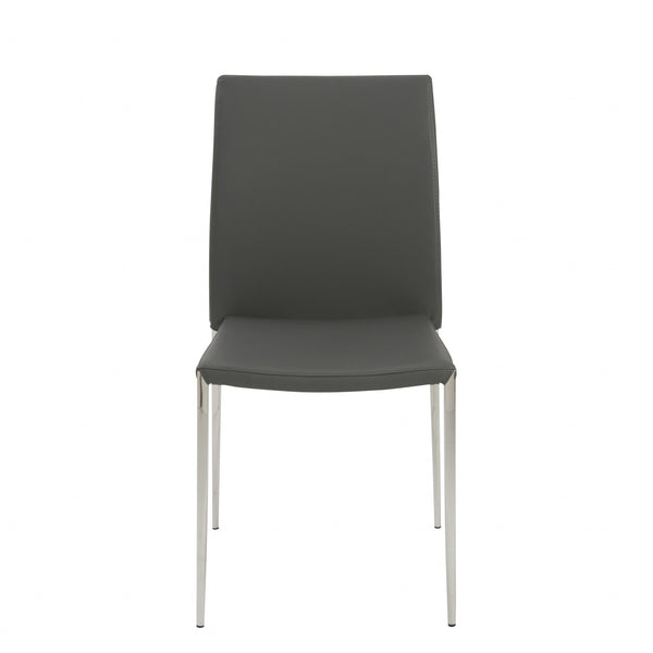 Homeroots Set Of Two Gray Faux Faux Leather Steel Stacking Chairs  Metal 400652