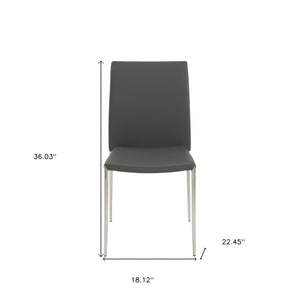 Homeroots Set Of Two Gray Faux Faux Leather Steel Stacking Chairs  Metal 400652