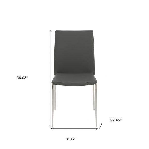 Homeroots Set Of Two Gray Faux Faux Leather Steel Stacking Chairs  Metal 400652