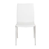 Homeroots Set Of Two White Faux Faux Leather Steel Stacking Chairs  Metal 400653