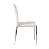 Homeroots Set Of Two White Faux Faux Leather Steel Stacking Chairs  Metal 400653