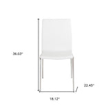 Homeroots Set Of Two White Faux Faux Leather Steel Stacking Chairs  Metal 400653