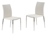 Homeroots Set Of Two White Faux Faux Leather Steel Stacking Chairs  Metal 400653