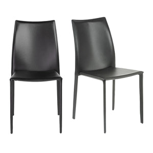 Homeroots Set Of Two Black Upholstered Faux Leather Dining Side Chairs  Metal 400654