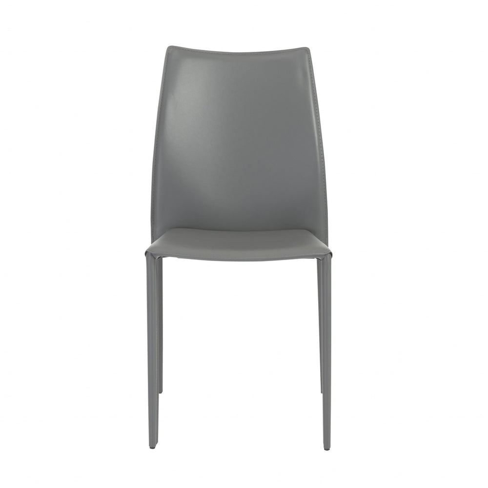 Homeroots Set Of Two Gray Upholstered Leather Dining Side Chairs  Metal 400657