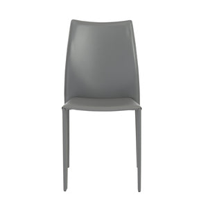 Homeroots Set Of Two Gray Upholstered Leather Dining Side Chairs  Metal 400657
